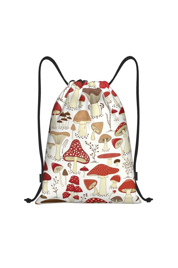 Cartoon Mushrooms Print Drawstring Backpack,Drawstring Bags String Backpack Gym Cinch Sack Backpack Sport Bag Draw-Small