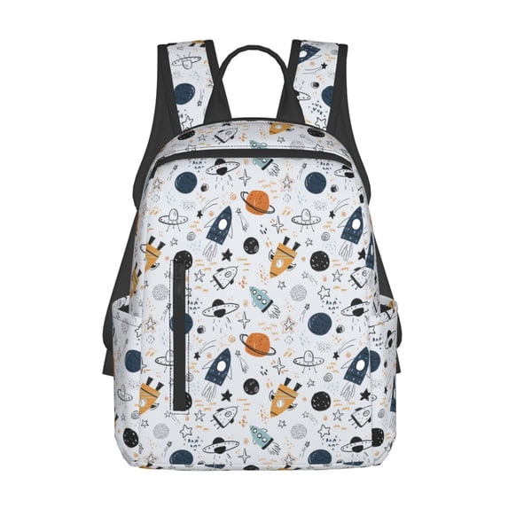 Honeii Cartoon Planets Print Lightweight Backpacks,Carry on Backpack,Durable Backpack for School, Work & Travel