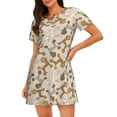 thumbnail image 1 of Honeii Cartoon Poodle Dog Print Women's Loose Short Sleeve Nightgown, Soft Cotton Sleepwear, Comfy Loose Fit Pajama Dress for Sleep and Lounge, 1 of 6