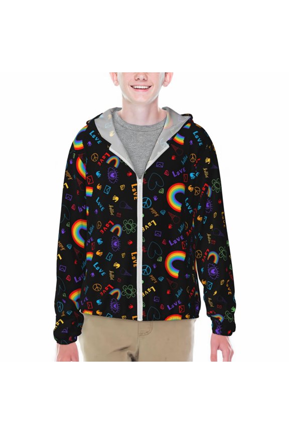 Cartoon Pride Lgbt Print Sun Protection Jacket Hooded Cooling Shirt with Pockets Hiking Outdoor Performance-Small