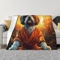 thumbnail image 1 of Honeii Cartoon Puppy Sunset print throw blanket, crafted from cozy cotton flannel, offers versatile home decor as a bedding suitable for all seasons.-50"x40", 1 of 6