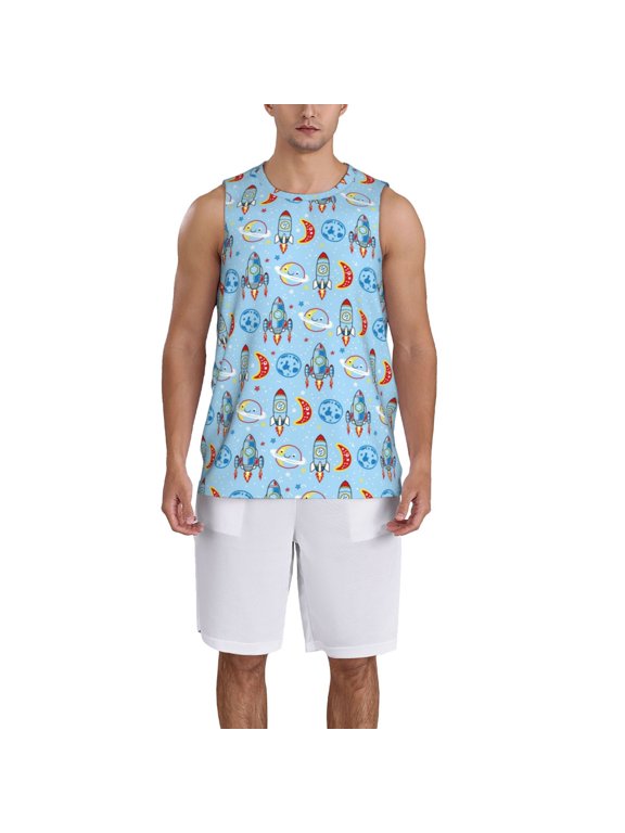 Cartoon Rocket With Space print basktball shirt for men and women, Unisex basketball jersey for Theme party-4X-Large