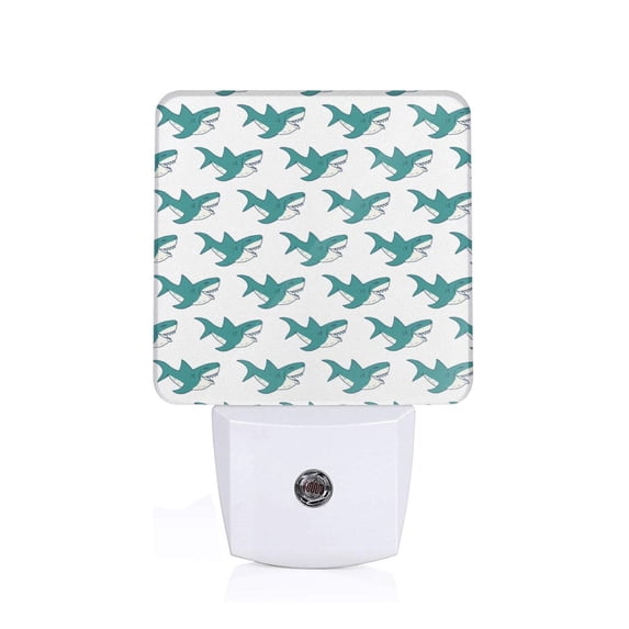Honeii Cartoon Shark Print LED Night Light with Light Sensor, Night Lights Plug Into Wall,Ideal for Bedrooms and Hallways-EU