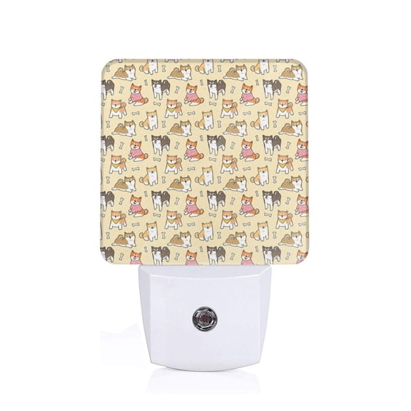 Honeii Cartoon Shiba Inu Dog Print LED Night Light with Light Sensor, Night Lights Plug Into Wall,Ideal for Bedrooms and Hallways-US