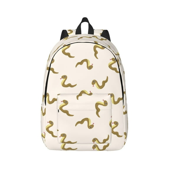 Honeii Cartoon Snake Print Canvas College Laptop Backpack, Durable Rucksack Travel Notebook Bag School Backpack Book Bag for Men Women-Small