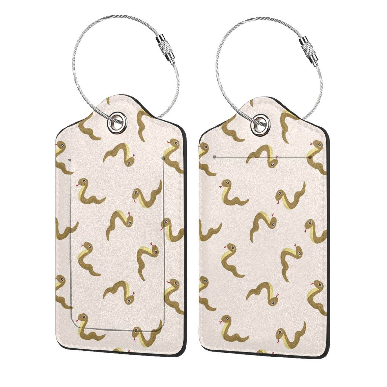 Honeii Cartoon Snake Print Leather Luggage Tag for Suitcases,ID Tags ...