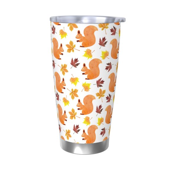 Honeii Cartoon Squirrel Print 20OZ Car Cup, Insulated Stainless Steel Travel Mug with Lid and Straw, Keep Your Drinks Hot and Cold-Without Straw