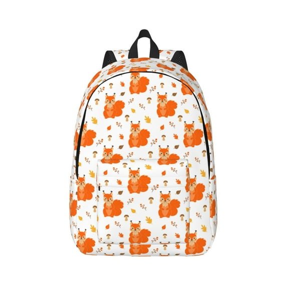 Honeii Cartoon Squirrel Print Canvas College Laptop Backpack, Durable Rucksack Travel Notebook Bag School Backpack Book Bag for Men Women-Small