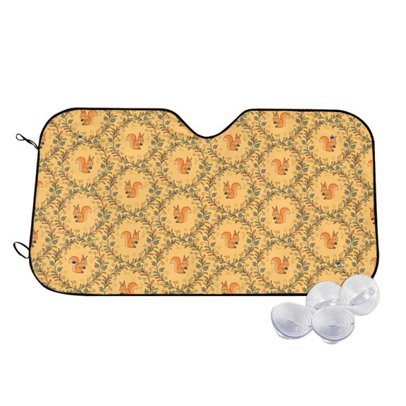 Honeii Cartoon Squirrel Print Car Sunshade for Windshield,Car Cover Sunshade Protector,Foldable Front Window Sun Visor,Fits Cars, SUVs, Trucks