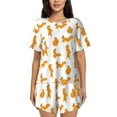 thumbnail image 1 of Honeii Cartoon Squirrel for Women's Summer Pajama Set featuring Soft Short Sleeve Shirt & Matching Bottoms with Convenient Pockets for Relaxed Home Wear-X-Large, 1 of 6