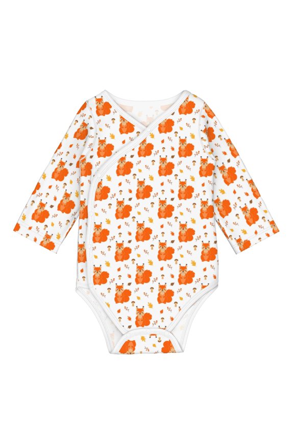 Cartoon Squirrel for Baby Long Sleeve Bodysuits One-piece 100% Organic Cotton for Infant Baby Boys and Grils, Unisex-12 Months