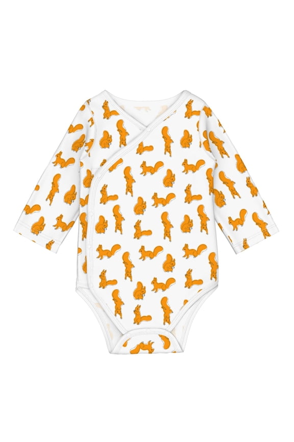 Cartoon Squirrel for Baby Long Sleeve Bodysuits One-piece 100% Organic Cotton for Infant Baby Boys and Grils, Unisex-