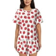 thumbnail image 1 of Honeii Cartoon Strawberry for Women's Summer Pajama Set featuring Soft Short Sleeve Shirt & Matching Bottoms with Convenient Pockets for Relaxed Home Wear-X-Large, 1 of 6