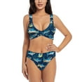 thumbnail image 1 of Honeii Cartoon Surfer Sharks Print Women’s Bikini Set,Two Piece Swimsuit Bathing Suits,Stylish High Elasticity Swimwear for Beach and Pool, 1 of 7