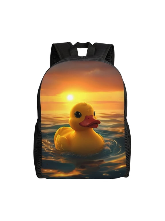 Cartoon Swimming Yellow Duck Print Laptop Backpack for Work, College, Travel, Daily Backpacks for Men Women, Sport Rucksack,Computer Bag