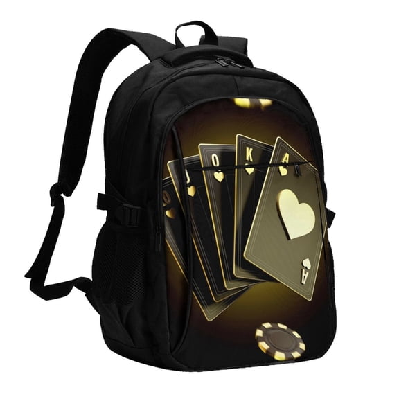 Honeii Casino Cards 1 for Travel Laptop Backpack, Business Laptops Backpack with USB Charging Port, College High School Computer Bag for Men Women
