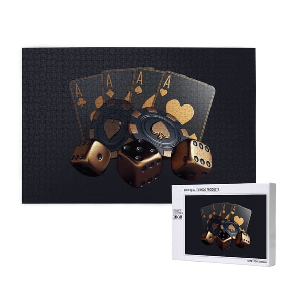 Honeii Casino Cards Poker Pattern 1000 Piece Puzzles for Adults, Jigsaw Puzzles