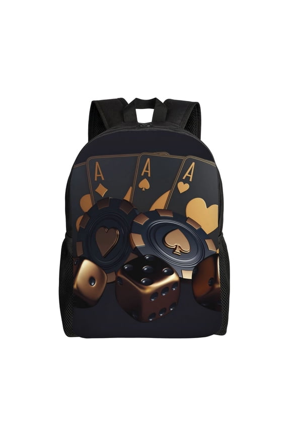Casino Cards Poker Print Laptop Backpack for Work, College, Travel, Daily Backpacks for Men Women, Sport Rucksack,Computer Bag