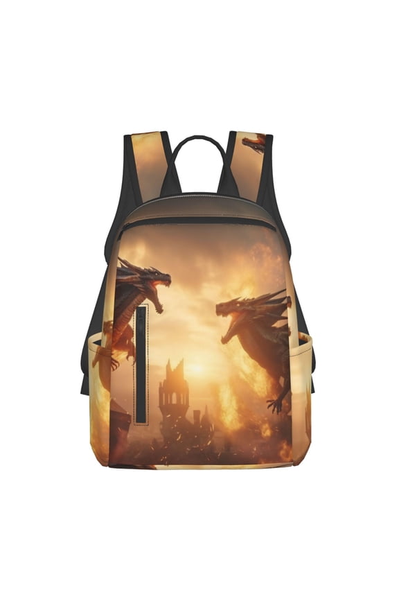 Castle Cool Fire Dragon Print Lightweight Backpacks,Carry on Backpack,Durable Backpack for School, Work & Travel