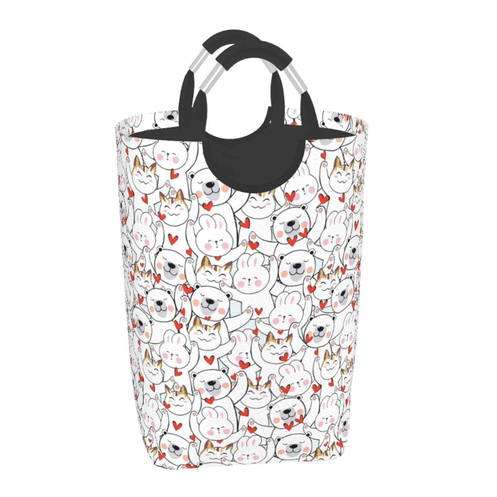 Honeii Cat Bear Rabbit Print Laundry Hamper Collapsible Laundry Baskets ...