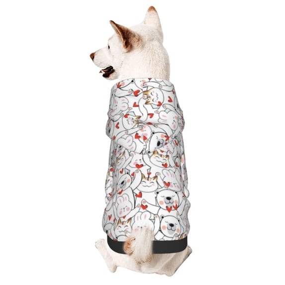 Honeii Cat Bear Rabbit Print Small Dog Hoodies Pet Hooded Sweatshirts Fall Winter Puppy Cat Sweaters Warm Clothes for Small Dogs Outfits Costume-Medium