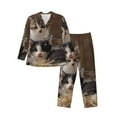Honeii Cat Family Pattern Mens Pajamas Set,2pcs Men's Lounge Long
