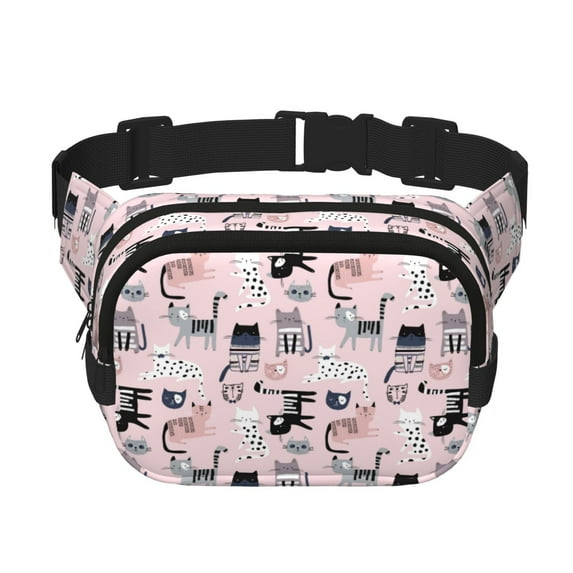 Honeii Cat Print Square Double Layer Waist Bag,Waist Belt Bag Fashion Fanny Women and Men,For Travel Running Hiking Walking