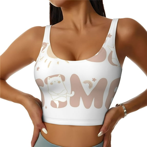Honeii Cat Yoga Time patten Workout Crop Tank Top for Women Yoga Tank Tops Athletic Sports Shirts Exercise Undershirts,Sports Bra,Sports vest-XX-Large