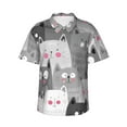 thumbnail image 1 of Honeii Cats Group Print Men’s Hawaiian Shirt,Classic Button-Down Short Sleeve Shirt, for Beach, Vacation, and Outdoor Activities,Small, 1 of 7