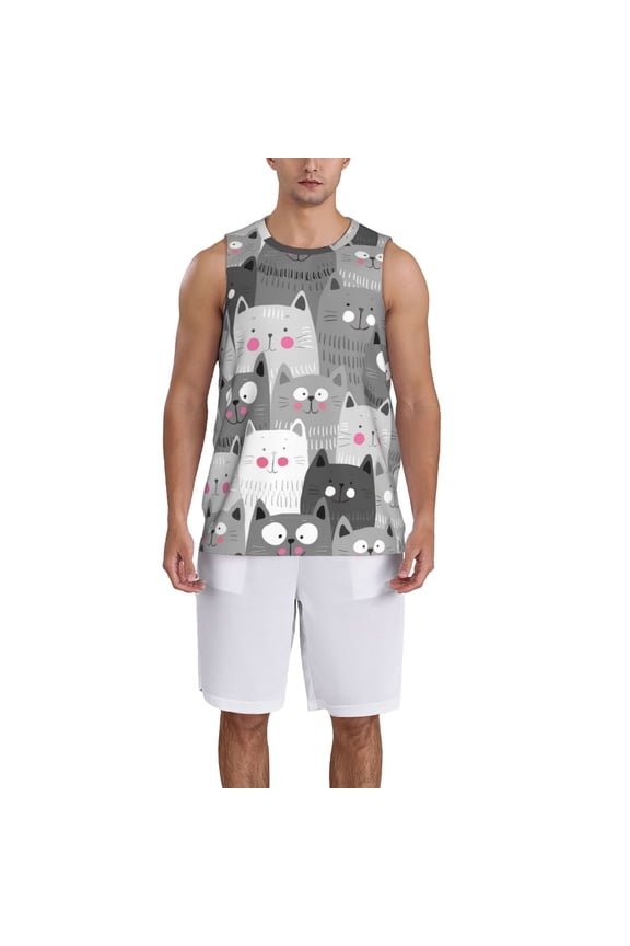 Cats Group print basktball shirt for men and women, Unisex basketball jersey for Theme party-Small