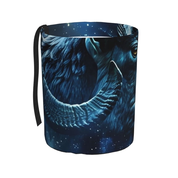 Honeii Celestial Ram Night Sky Print Waterproof Car Trash Can,Waterproof Portable Collapsible Trash Can,Garbage Container fits Most Cars,SUVs,and Trucks