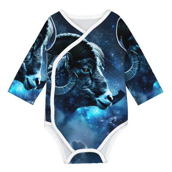 Honeii Celestial Ram Night Sky for Baby Long Sleeve Bodysuits One-piece 100% Organic Cotton for Infant Baby Boys and Grils, Unisex-18 Months