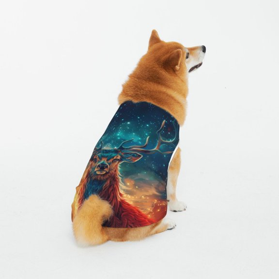 Honeii Celestial Stag Cosmic Glow Pattern 100% Cotton Dog Clothes Dog Costumes Doggie Shirts Puppy Shirt Pet Vest Tank Top Cat Tee-4X-Large