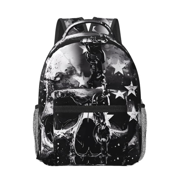 Honeii Chained Skull Artwork Print Backpack for School,15.6 inch Laptop Back Pack for High School and College Students, Waterproof Computer Bookbag-One Size