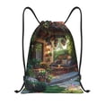 thumbnail image 1 of Honeii Charming Garden Patio Print Drawstring Backpack,Drawstring Bags String Backpack Gym Cinch Sack Backpack Sport Bag Draw-Small, 1 of 6
