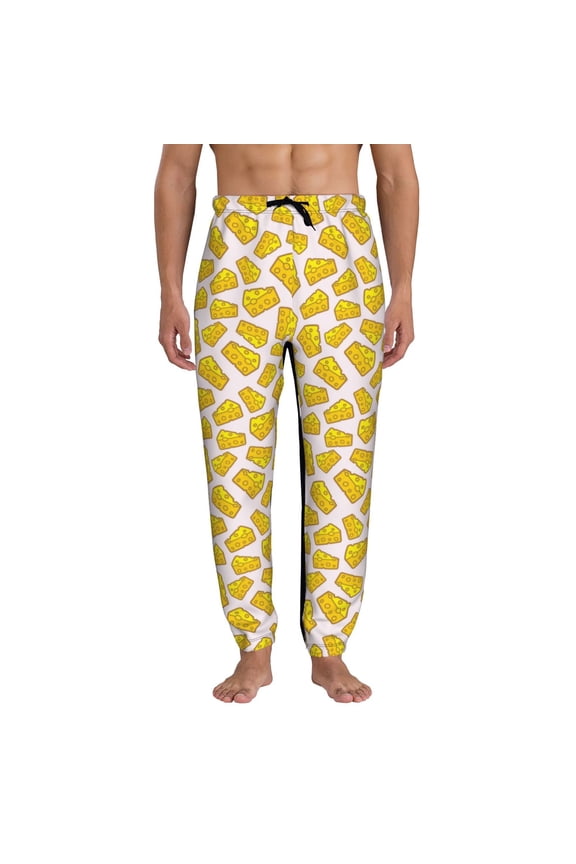 Cheese Print Mens Jogger Sweatpants, Men's Lounge Pants with Pockets-3X-Large