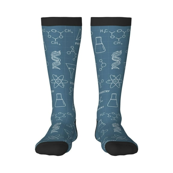 Honeii Chemical Formulas And Objects Print Long Socks,Novelty Design Socks Gift for Men and Women,Crew Socks,Calf Socks