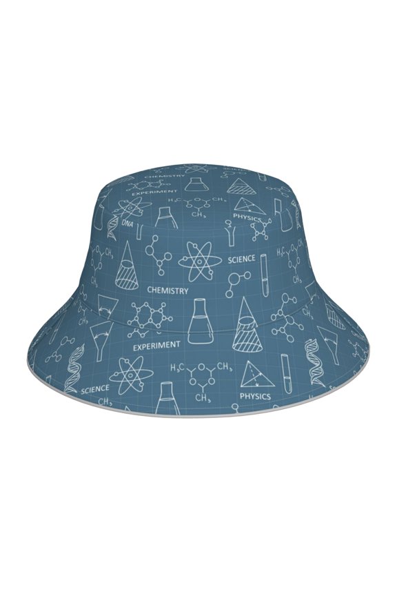 Chemical Formulas And Objects for Unisex Bucket Hat Waterproof Rain Hat Reversible Shiny Rave Bucket Hat for Concert Festival Boonie Cap