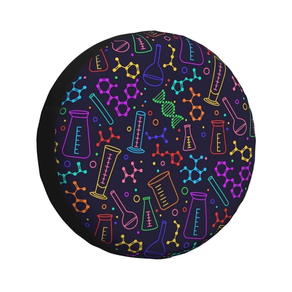Honeii Chemistry Science Print Tire Covers, Waterproof Anti-UV Sun Snow Rain Tire Covers for Trailers, RV, Camper, SUV, Truck-14 inch