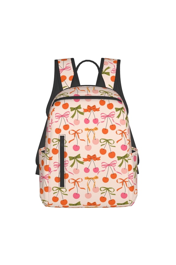 Cherries And Bows Print Lightweight Backpacks,Carry on Backpack,Durable Backpack for School, Work & Travel