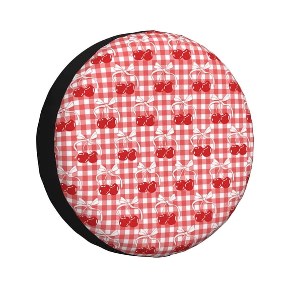 Honeii Cherry Bow Print Tire Covers, Waterproof Anti-UV Sun Snow Rain Tire Covers for Trailers, RV, Camper, SUV, Truck-17 inch