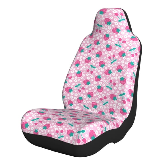 Honeii Cherry Strawberry for Car Seat Covers Full Set, Seat Covers for Cars, Car Seat Protector Waterproof, Leather Car Seat Cushion-1