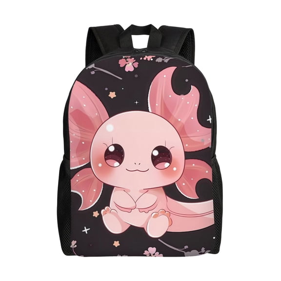 Honeii Chibi Axolotl Sakura Fantasy Print Laptop Backpack for Work, College, Travel, Daily Backpacks for Men Women, Sport Rucksack,Computer Bag