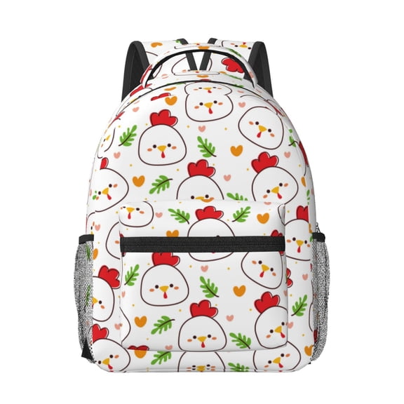 Honeii Chicken And Plant Print Backpack for School,15.6 inch Laptop Back Pack for High School and College Students, Waterproof Computer Bookbag-One Size