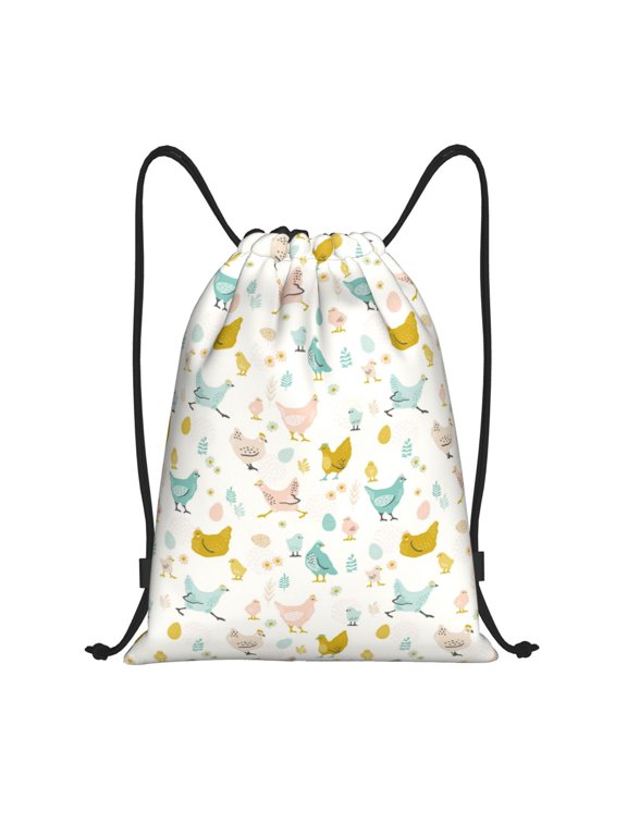 Chicken Print Drawstring Backpack,Drawstring Bags String Backpack Gym Cinch Sack Backpack Sport Bag Draw-Small