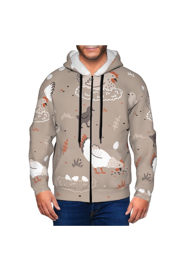 Chicken Print Hoodies for Men, Pullover & Full Zip, Breathable Zip up Hoodie, Sweatshirt-XX-Large