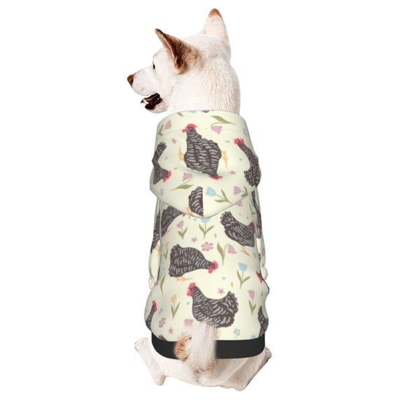 Honeii Chickens And Flowers Print Small Dog Hoodies Pet Hooded Sweatshirts Fall Winter Puppy Cat Sweaters Warm Clothes for Small Dogs Outfits Costume-X-Large