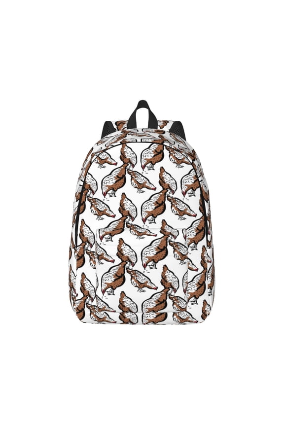 Chickens Peck Grain Print Canvas College Laptop Backpack, Durable Rucksack Travel Notebook Bag School Backpack Book Bag for Men Women-Small