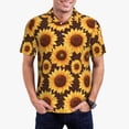 thumbnail image 1 of Honeii Chocolate Plaid Sunflower print Polo Shirt, a classic short-sleeved, button-down golf shirt designed for men3X-Large, 1 of 6