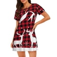 thumbnail image 1 of Honeii Christmas Buffalo Plaid Print Women's Loose Short Sleeve Nightgown, Soft Cotton Sleepwear, Comfy Loose Fit Pajama Dress for Sleep and Lounge, 1 of 6